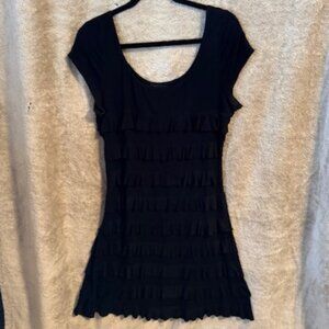 Vandana Black Midi-dress with Layered Ruffles – Size L